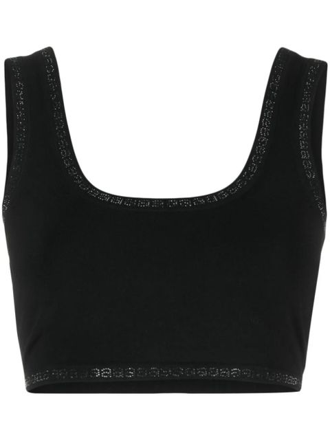 Alexander Wang rhinestone-trim cropped top - Black - zdjęcie produktu nr 1