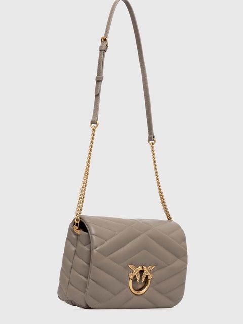 Pinko torebka skórzana kolor szary 101585.A1ET - zdjęcie produktu nr 2