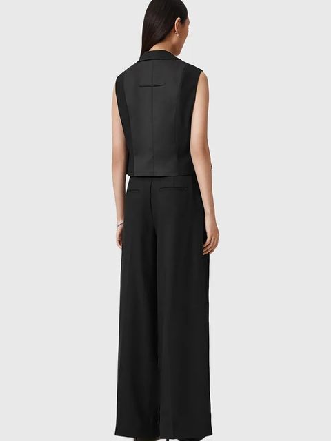 AllSaints spodnie z dodatkiem wełny damskie kolor czarny szerokie high waist W052QD