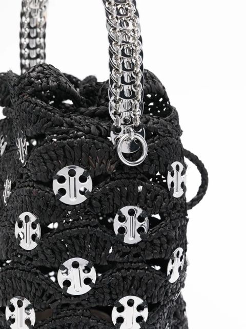 Rabanne raffia bucket bag - Black
