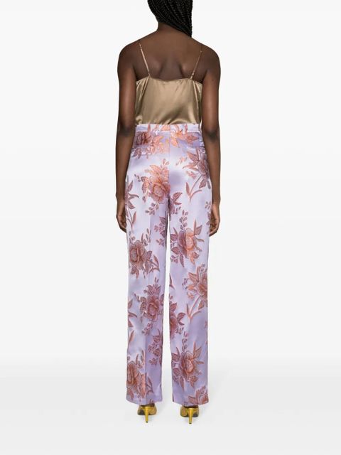 ETRO floral-jacquard satin trousers - Purple