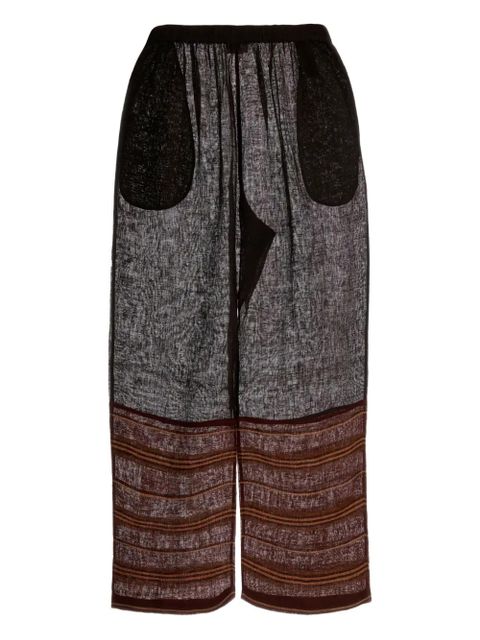 Tory Burch striped linen leg trousers - Grey - zdjęcie produktu nr 1