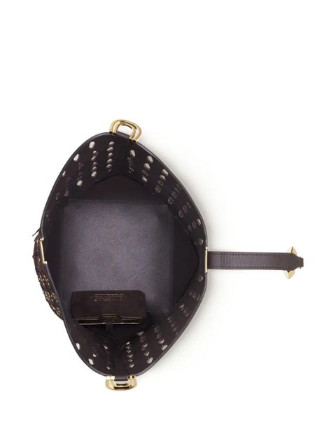 Lanvin cutout studded bucket bag - Brown