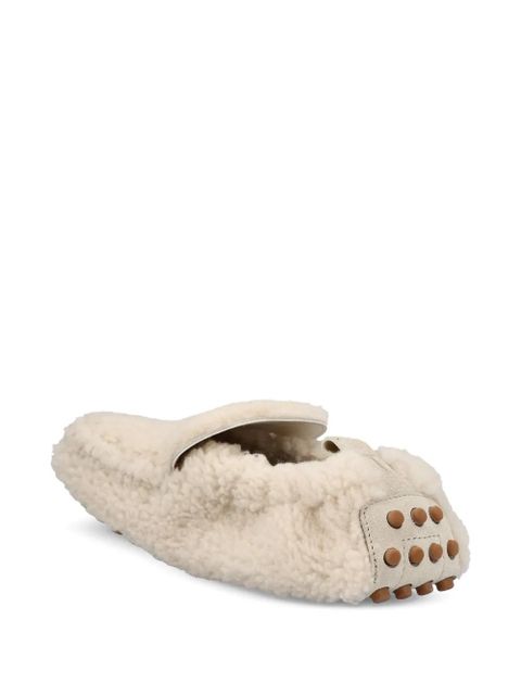 Tod's shearling pebble-detail loafers - Neutrals