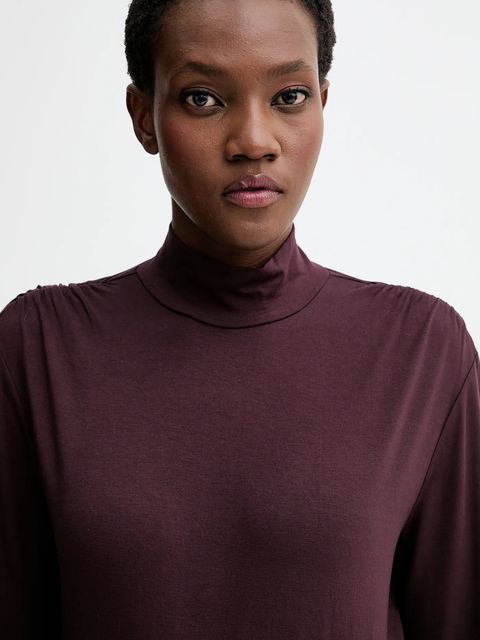 Marc O'Polo bluzka damska kolor bordowy gładka 510214952225