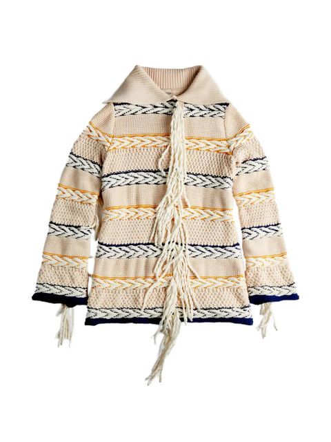 Tod's striped fringed cardigan - Neutrals - zdjęcie produktu nr 1
