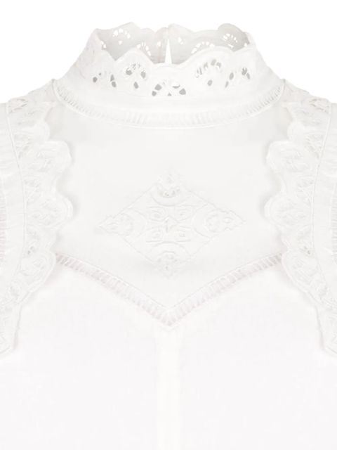 ISABEL MARANT embroidered lace-trimmed blouse - White