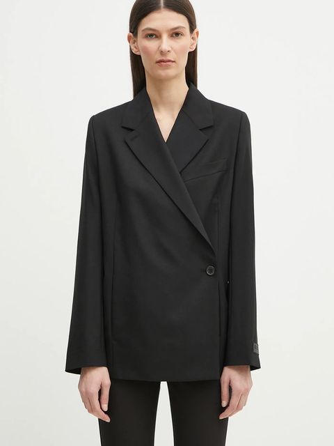 Kenzo marynarka wełniana kolor czarny jednorzędowa gładka FF52VE2589RA.99