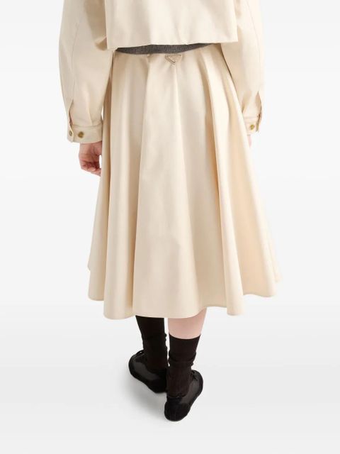 Prada triangle-logo flared skirt - Neutrals