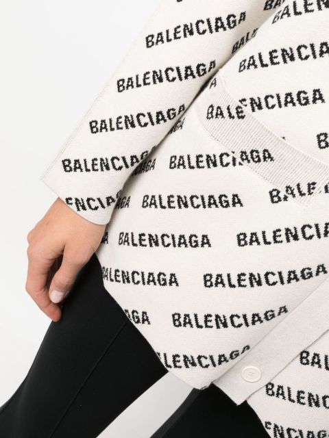 Balenciaga Mini Allover Logo cardigan - White