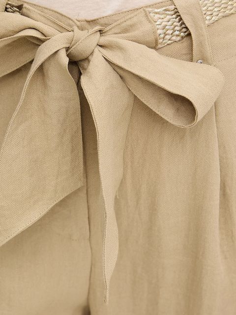 Morgan spodnie damskie kolor beżowy proste high waist PAVIK