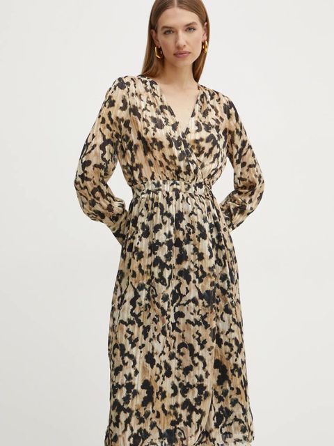 Morgan sukienka RILOV.F kolor beżowy midi prosta RILOV.F