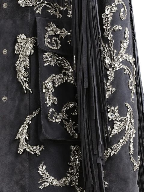 Dolce & Gabbana embellished fringe coat - Grey