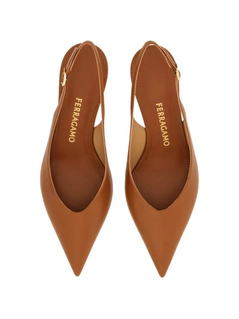 Ferragamo S-shaped heeled slingback - Brown