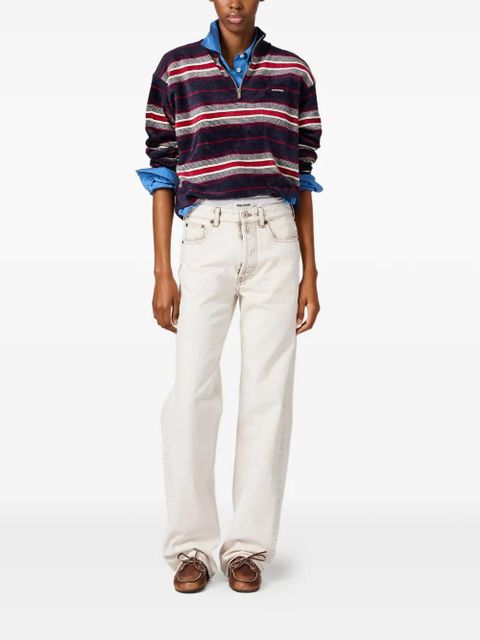 Miu Miu striped half-zipper chenille sweater - Blue - zdjęcie produktu nr 2