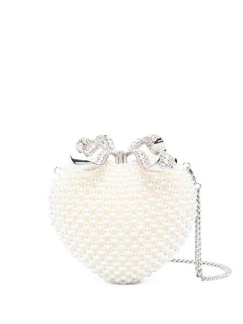 Self-Portrait Pearl Heart clutch - Neutrals - zdjęcie produktu nr 1