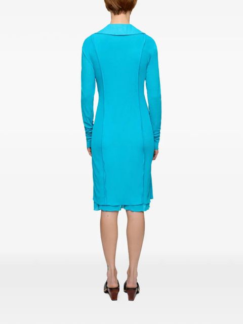 GANNI tie-detail buttoned midi dress - Blue