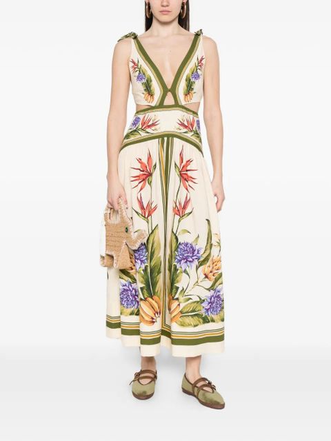 FARM Rio cut-out floral-print midi dress - Neutrals - zdjęcie produktu nr 2