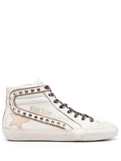 Golden Goose Slide crystal-embellished hi-top sneakers - White - zdjęcie produktu nr 1