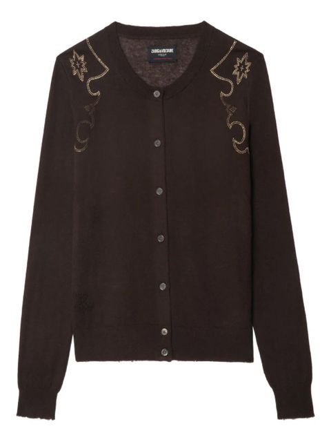 Zadig&Voltaire embellished cashmere cardigan - Brown - zdjęcie produktu nr 1