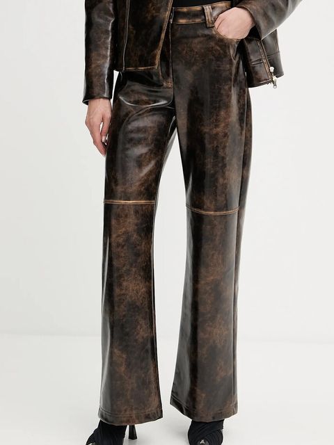 Patrizia Pepe spodnie damskie kolor brązowy szerokie high waist 8P0758 E064 - zdjęcie produktu nr 1