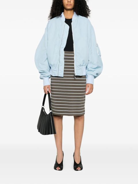 ROTATE BIRGER CHRISTENSEN striped logo-patch midi fitted skirt - Green