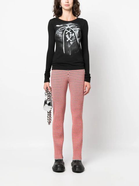 Rabanne check-pattern ribbed-knit trousers - Orange - zdjęcie produktu nr 2