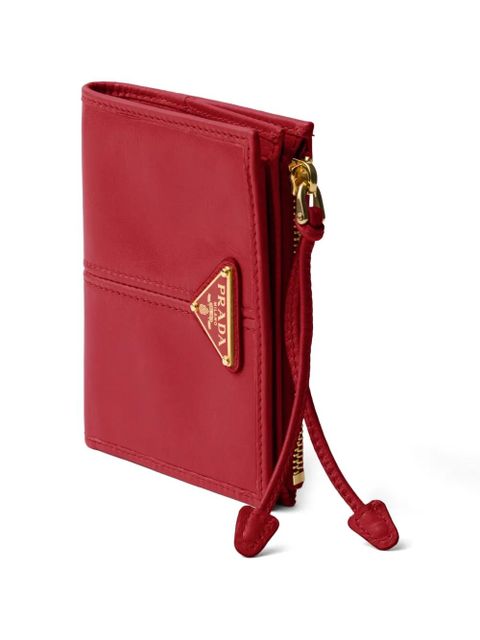 Prada logo-plaque leather wallet - Red