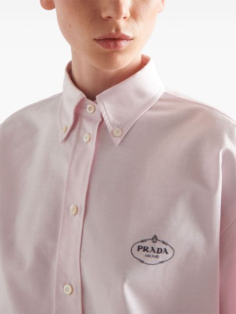 Prada logo-embroidered cotton shirt - Pink - zdjęcie produktu nr 2