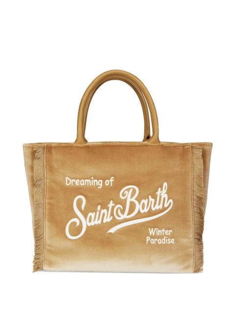 MC2 Saint Barth Colette fringed handheld velvet tote bag - Neutrals