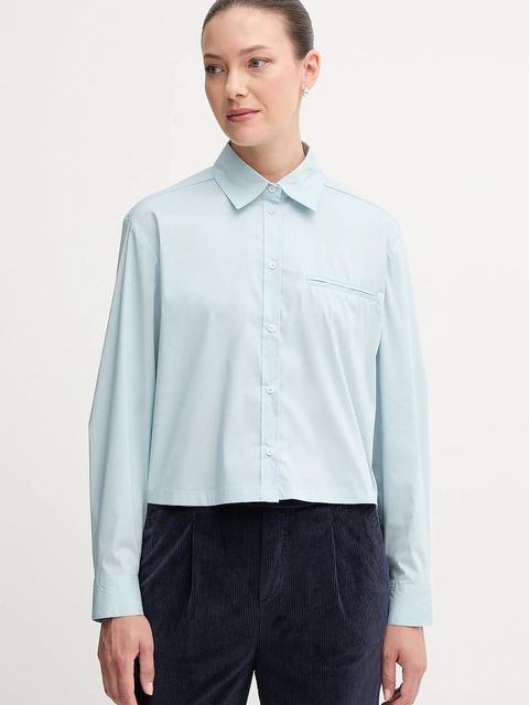 United Colors of Benetton koszula damska kolor niebieski relaxed z kołnierzykiem klasycznym 54KXDQ0CC - zdjęcie produktu nr 1