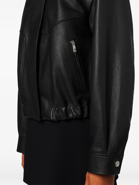 Versace zip leather jacket - Black