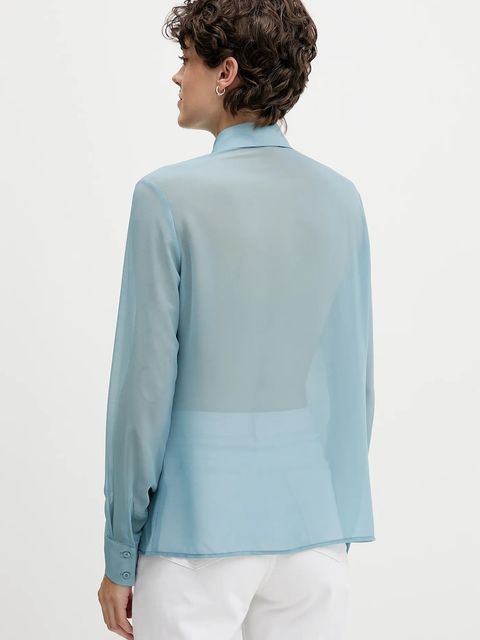 Sisley koszula damska kolor turkusowy regular z kołnierzykiem klasycznym 5NOXLQ09T