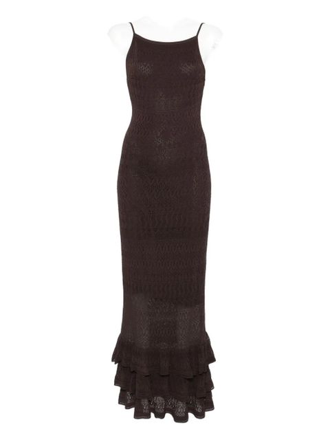 STAUD Bliss ruffled dress - Brown