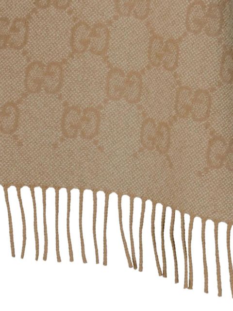 Gucci logo fringed poncho - Neutrals