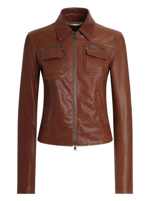 Dolce & Gabbana pocket zip-fastening leather jacket - Brown - zdjęcie produktu nr 1