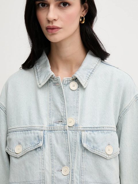 Tommy Hilfiger kurtka jeansowa kolor niebieski przejściowa WW0WW44410