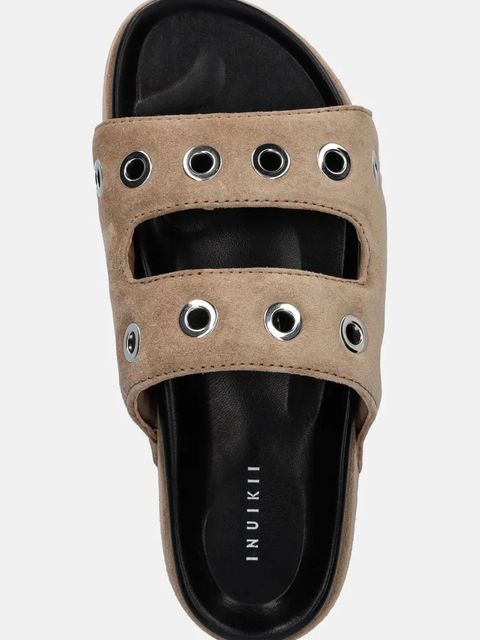 Inuikii klapki zamszowe Suede Studs damskie kolor brązowy na platformie 1004.005.0151.163 / 70103-153