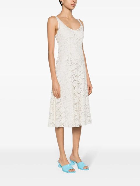 Prada floral-lace A-line dress - White