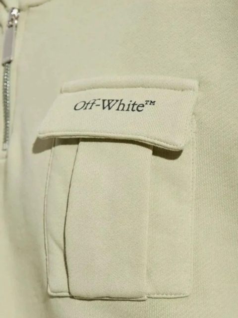 Off-White chest-pocket floral-embroidered hoodie - Neutrals