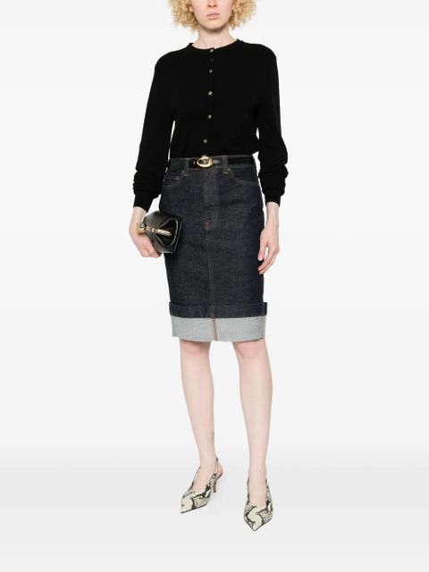 KHAITE Kendra cuffed midi skirt - Blue - zdjęcie produktu nr 2