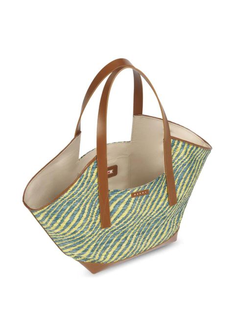 Marni two-tone raffia-effect tote bag - Blue