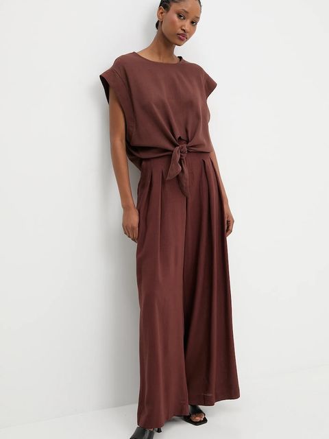 Answear.LAB komplet z lnem damski kolor brązowy - zdjęcie produktu nr 1