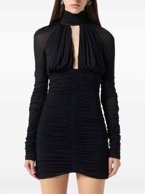 Blumarine ruched long-sleeve mini dress - Black