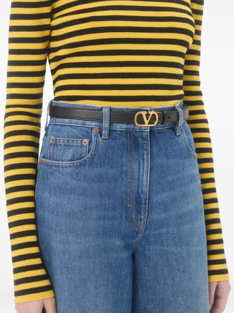 Valentino Garavani VLogo Signature reversible shiny calfskin belt - 20mm / 1.2 In. - Black