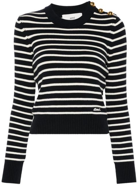 AMI Paris ribbed-knit striped jumper - Blue - zdjęcie produktu nr 1