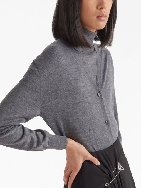 Prada V-neck wool-cashmere cardigan - Grey - zdjęcie produktu nr 2