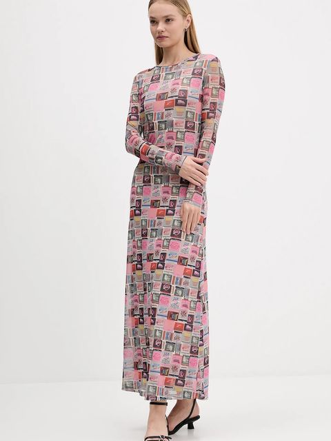 Tommy Jeans sukienka kolor różowy maxi rozkloszowana DW0DW21511 - zdjęcie produktu nr 2