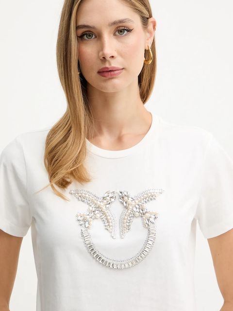 Pinko t-shirt bawełniany damski kolor biały 100535 A2RN