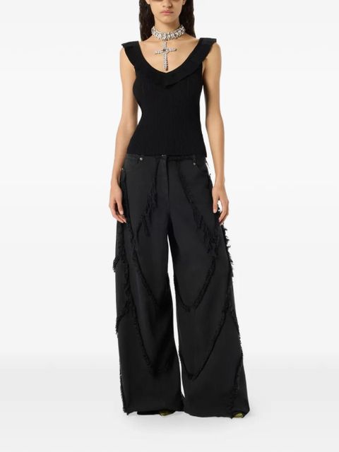 Blumarine ruffled V-neck tank top - Black - zdjęcie produktu nr 2